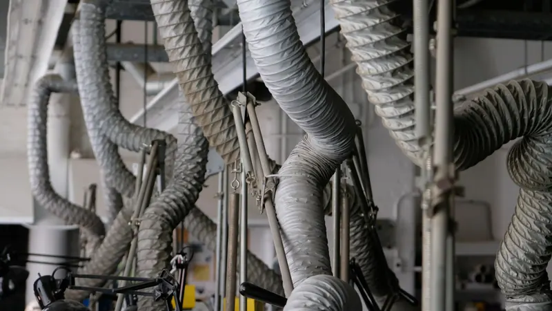 Ventilation ducts in industrial workspace — stock photo