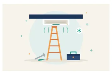 Illustration of aircon servicing (no company logo available)
